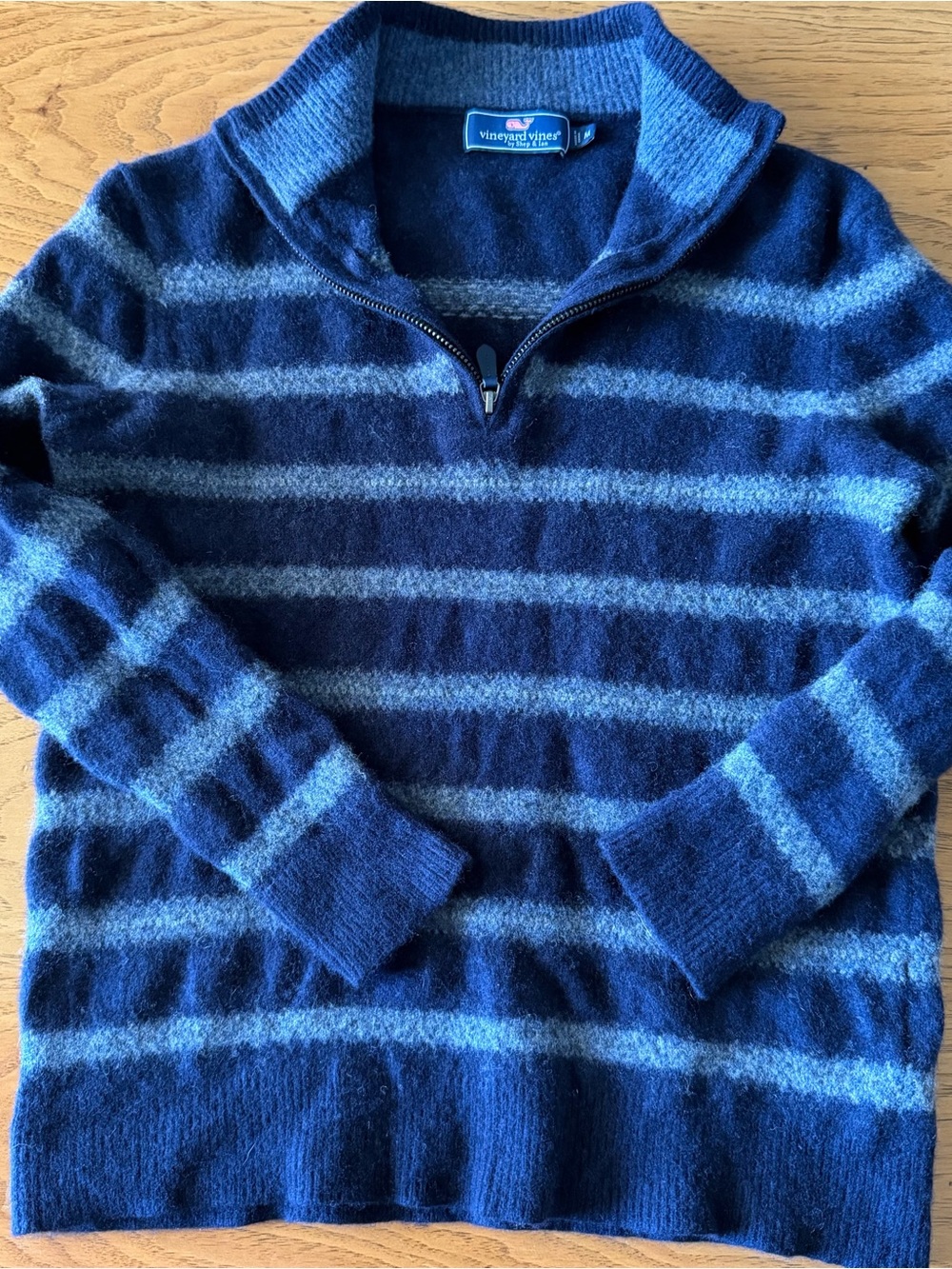 Vineyard Vines Womens M Wool Cashmere Blend Striped Quarter Zip Sweater